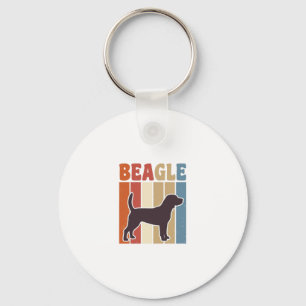 Vintage Beagle Dog Retro Stripe Vector Design_1 Keychain