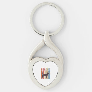 Vintage Beagle Dog Retro Stripe Vector Design_1 Keychain
