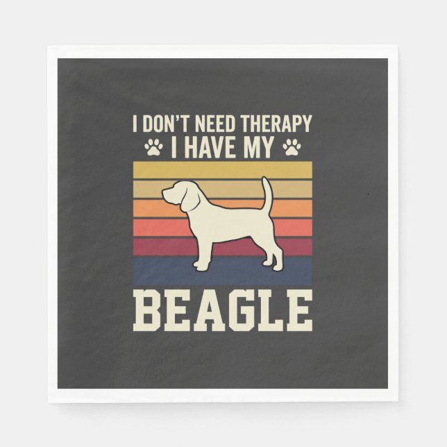 Vintage Beagle Dog Therapy Retro Napkin (Front)