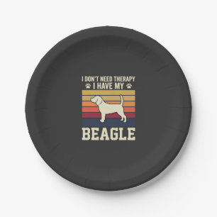 Vintage Beagle Dog Therapy Retro Paper Plate