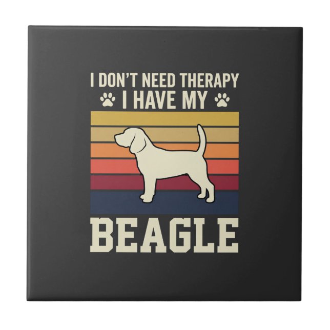 Vintage Beagle Dog Therapy Retro Tile (Front)