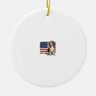 Vintage Beagle Patriotic Flag Dog Shirt Design_1 Ceramic Ornament