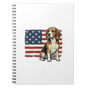 Vintage Beagle Patriotic Flag Dog Shirt Design_1 Notebook