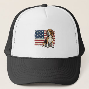 Vintage Beagle Patriotic Flag Dog Shirt Design_1 Trucker Hat