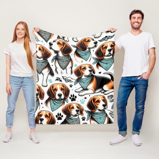 Vintage Beagle Puppy Seamless Fleece Blanket (In Situ)