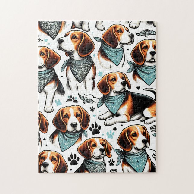 Vintage Beagle Puppy Seamless Jigsaw Puzzle (Vertical)
