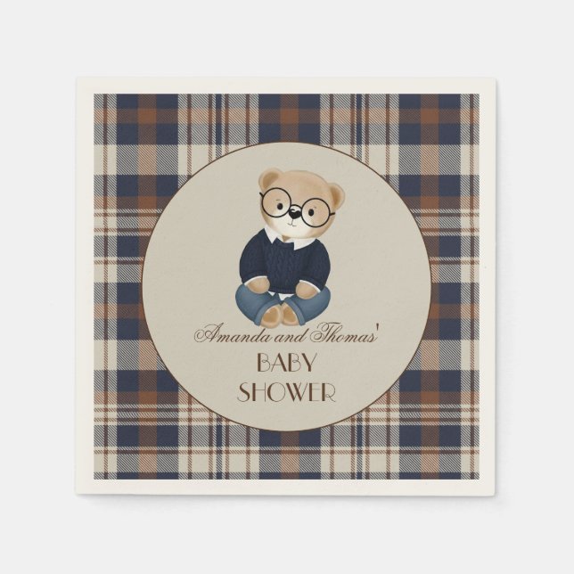 Vintage Bear Baby Shower  Napkin (Front)