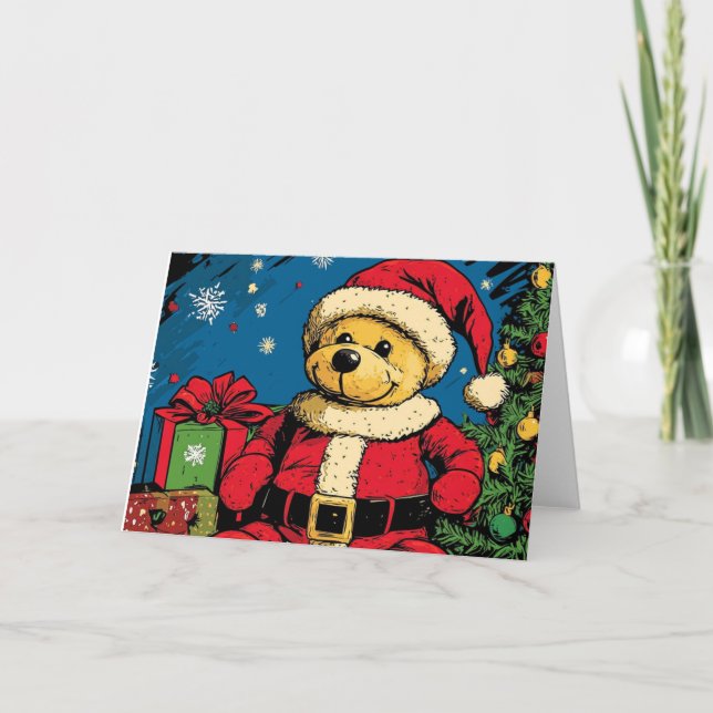 Vintage Bear Christmas Card (Front)