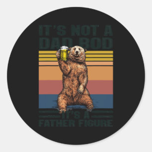 Vintage Bear Drink Beer Grandpa Grandfather Classic Round Sticker