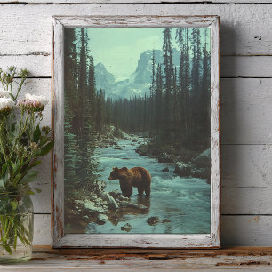 Vintage Bear in a Stream Decoupage Tissue Paper