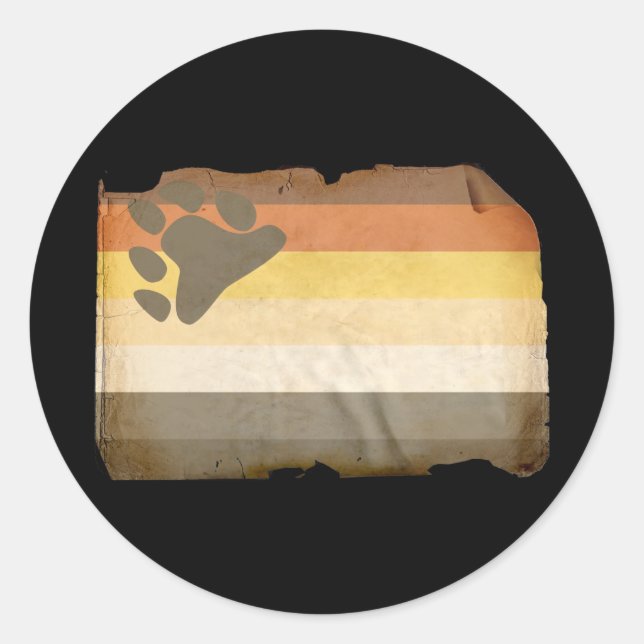 Vintage bear pride flag classic round sticker (Front)