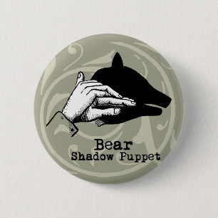Vintage Bear Puppet Artwork Illustration 2 Inch Round Button