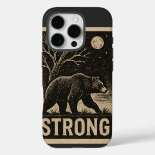 Vintage Bear Strength iPhone 16 Pro Case