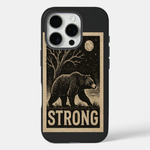 Vintage Bear Strength iPhone 16 Pro Case
