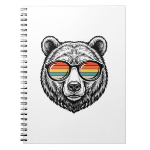 Vintage Bear Sunglasses Vector Graphic Design_1 Notebook