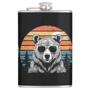 Vintage Bear with Sunglasses Hip Flask