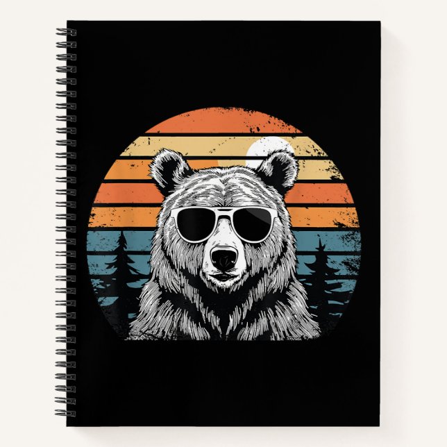 Vintage Bear with Sunglasses Notebook (Front)
