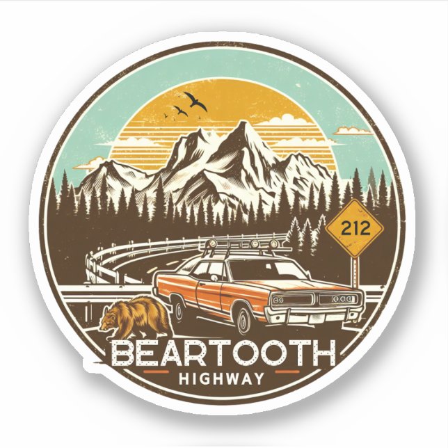 vintage Beartooth Highway us 212 montana road (Front)