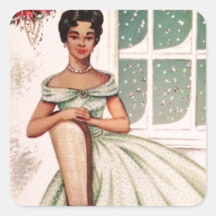 Vintage Beautiful African American Woman Square Sticker