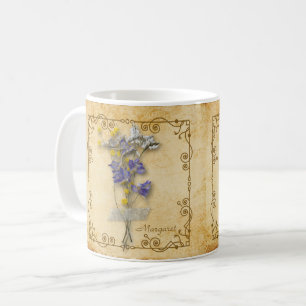 Vintage Beautiful Beige Dried Flowers with Name Coffee Mug