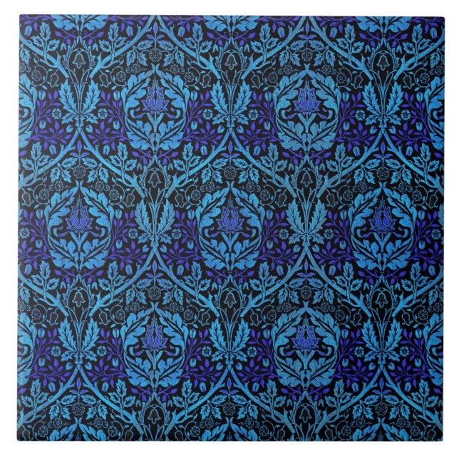 Vintage Beautiful Blue Art Nouveau Pattern Tile (Front)