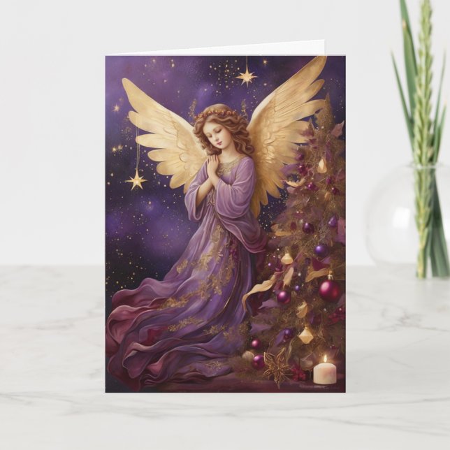 Vintage Beautiful Christmas Angel Custom Message Card (Front)