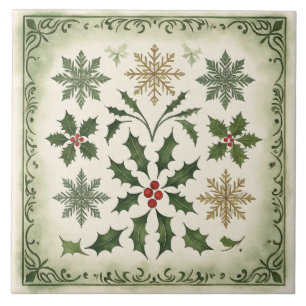 Vintage, Beautiful Christmas Pattern Ceramic Tile