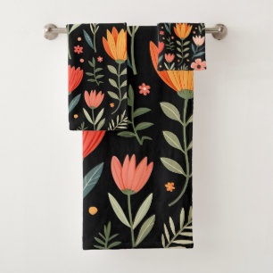 Vintage Beautiful Floral Popular Collection Bath Towel Set