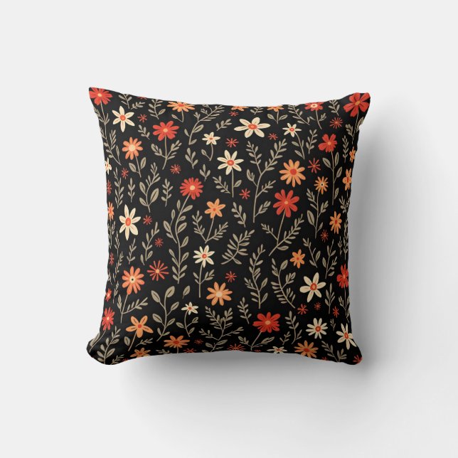 Vintage Beautiful Floral Trendy Collection Throw Pillow (Front)