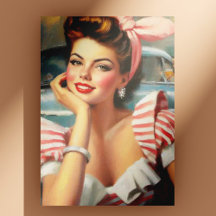 Vintage Beautiful Girl Painting