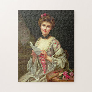 Vintage Beautiful Girl With A Letter Jigsaw Puzzle
