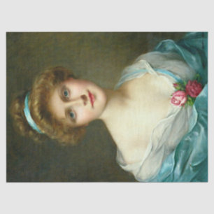 Vintage Beautiful Lady Green Dress Decoupage Tissue Paper