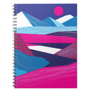 Vintage beautiful mountains and landscape with the notebook