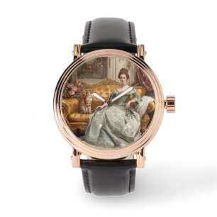 Vintage, Beautiful Noblewoman and Cat, Classic Watch