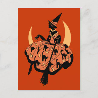 Vintage Beautiful Silhouette Witch Postcard