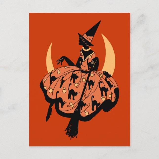 Vintage Beautiful Silhouette Witch Postcard (Front)