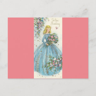 Vintage Beauty Birthday Postcard