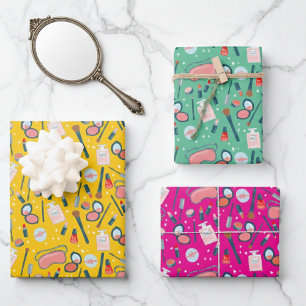 Vintage Beauty Cosmetics Bridesmaid Mom Makeup  Wrapping Paper Sheet
