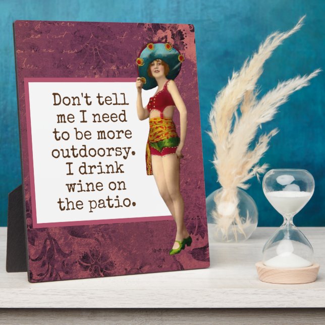 Vintage Beauty Drinking Wine Funny Tabletop Plaque (Side)