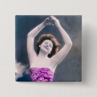 vintage beauty hands over head dancing 2 inch square button
