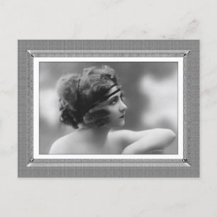 Vintage Beauty - Impatient - in black & white Postcard