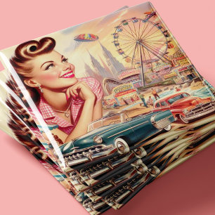 Vintage Beauty Pin-Up Illustration Magnet