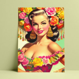Vintage Beauty Pin-up Painting Postcard