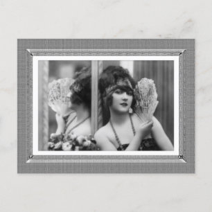 Vintage Beauty - Reflection - in black & white Postcard
