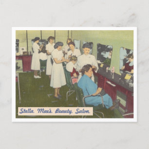 Vintage Beauty Salon 1940s Postcard