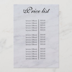 Vintage Beauty Salon Price List Menu