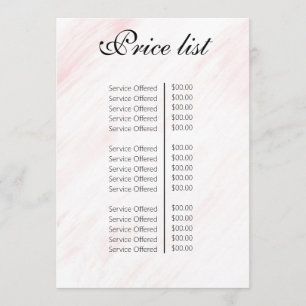 Vintage Beauty Salon Price List Menu
