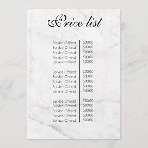 Vintage Beauty Salon Price List Menu