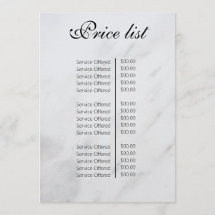 Vintage Beauty Salon Price List Menu
