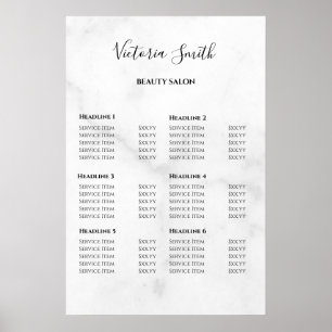 Vintage Beauty Salon Price List Poster